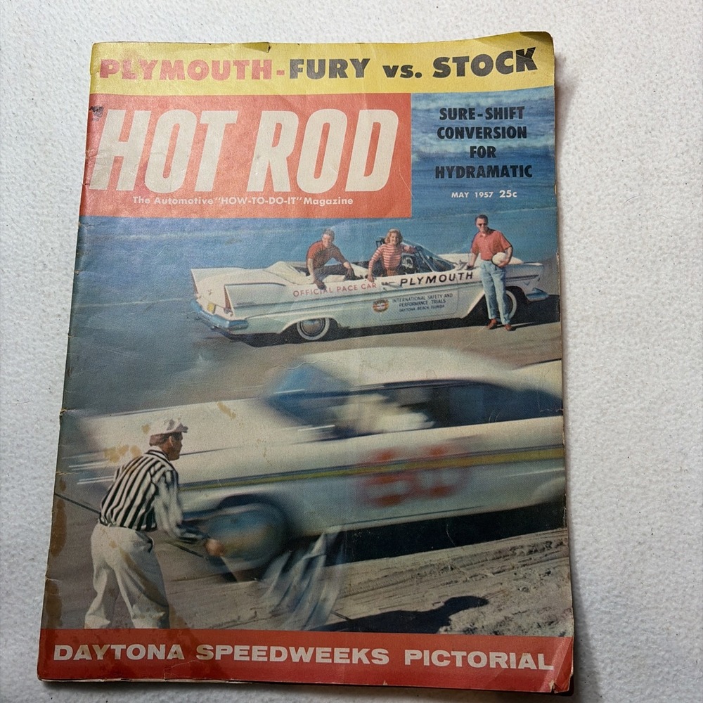 Hot Rod May/1957/Plymouth Ferry Vs. Stock/Daytona Speed Weeks Pictorial / F14B